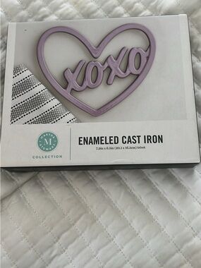 Martha Stewart Collection Lavender "XOXO" Enameled Cast Iron Trivet